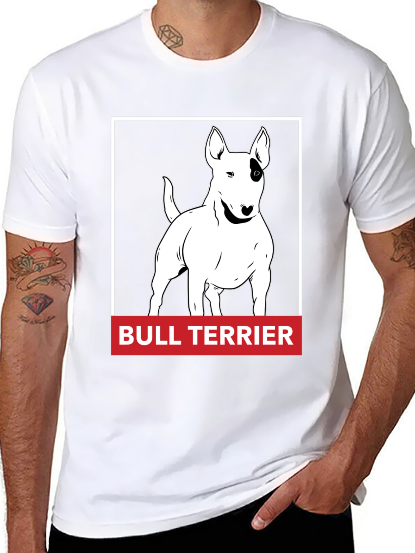 Bull Terrier Graphic Tee - Black Cotton Comfort