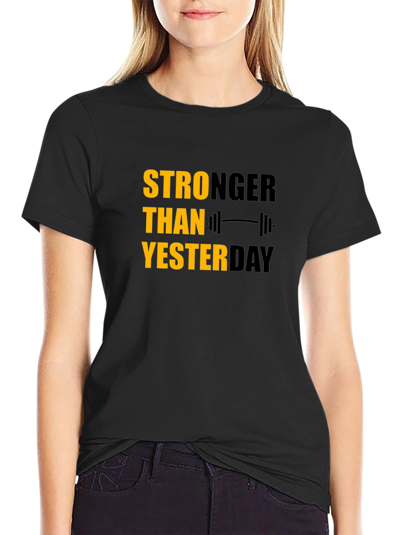 Stronger Than Yesterday Graphic Tee - Motivational Fitness Shirt