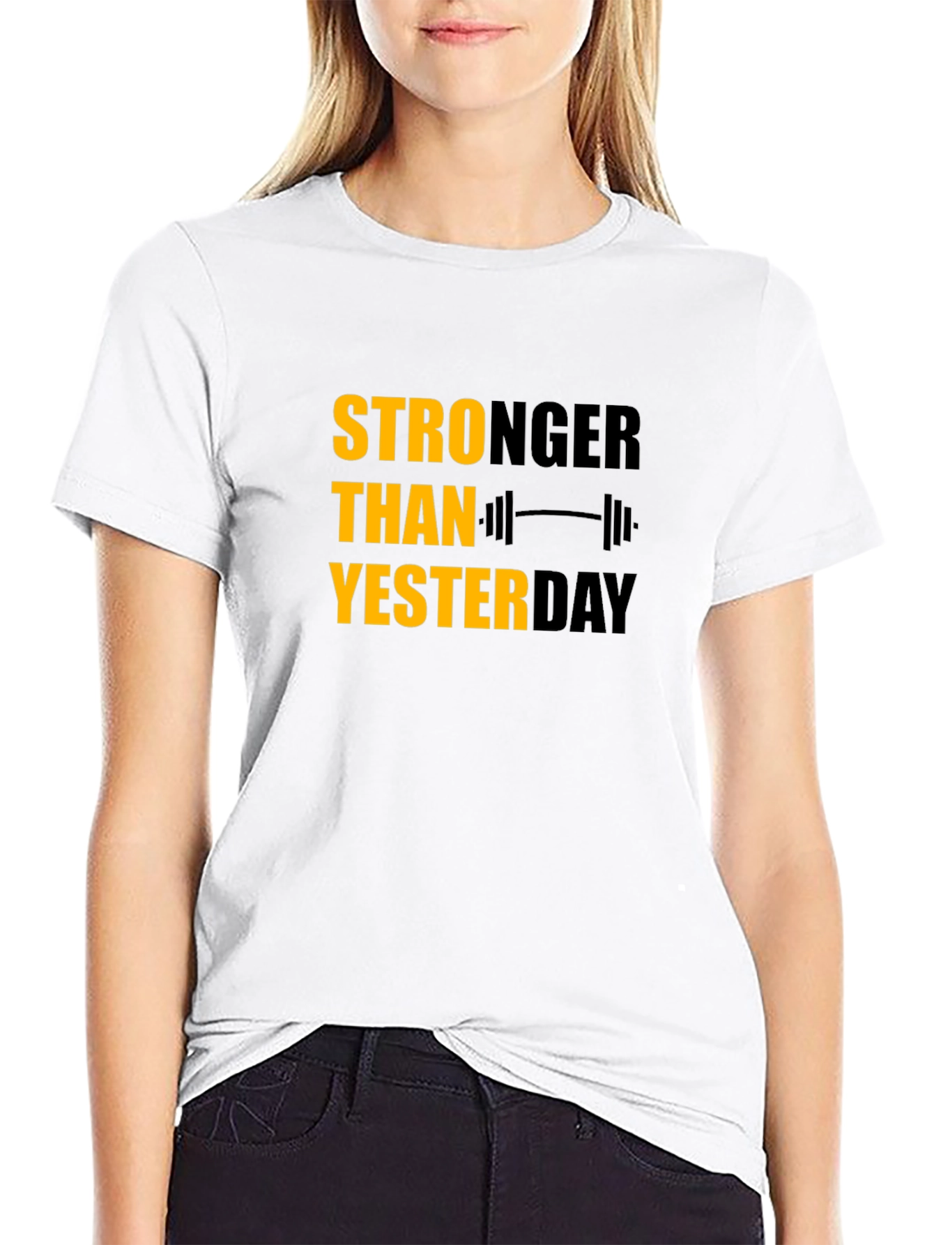 Stronger Than Yesterday Graphic Tee - Motivational Fitness Shirt