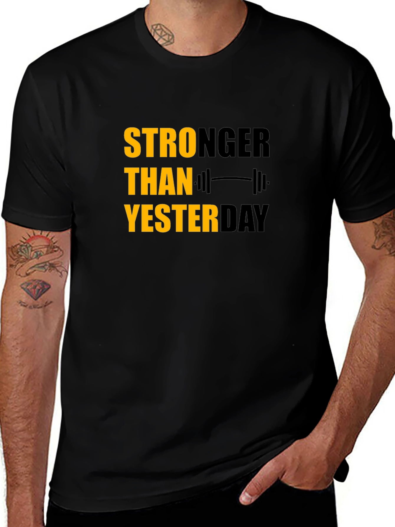 Stronger Than Yesterday Graphic Tee - Motivational Fitness Shirt