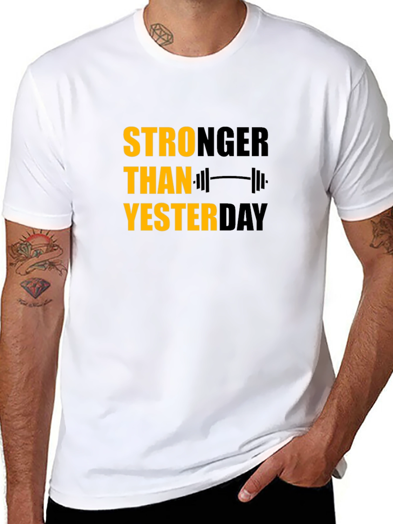 Stronger Than Yesterday Graphic Tee - Motivational Fitness Shirt