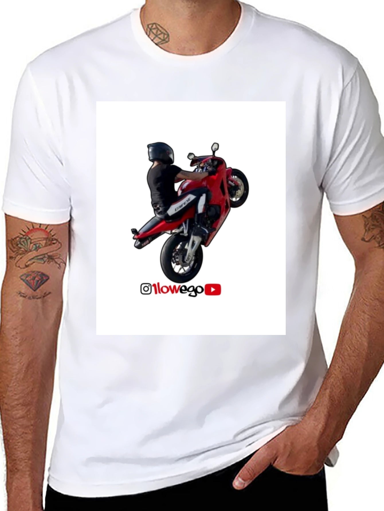 Motorcycle Rider T-Shirt - Wheelie Design