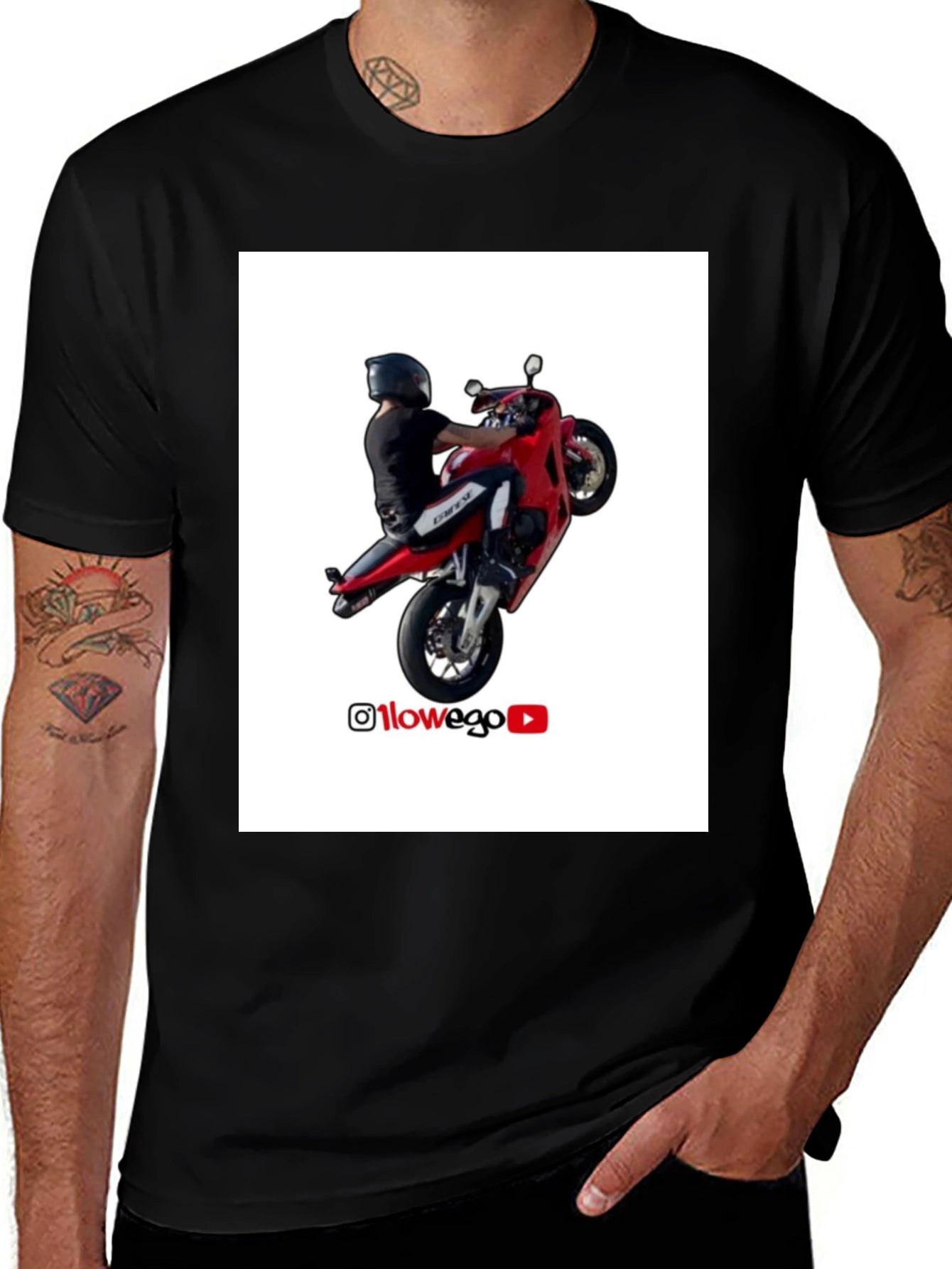 Motorcycle Rider T-Shirt - Wheelie Design