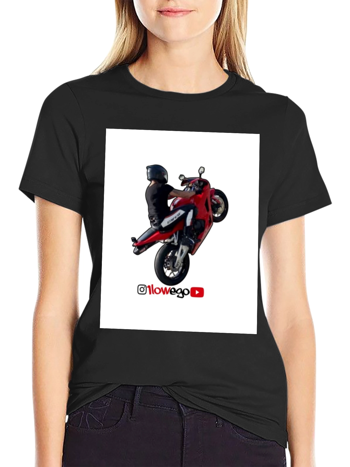 Motorcycle Rider T-Shirt - Wheelie Design