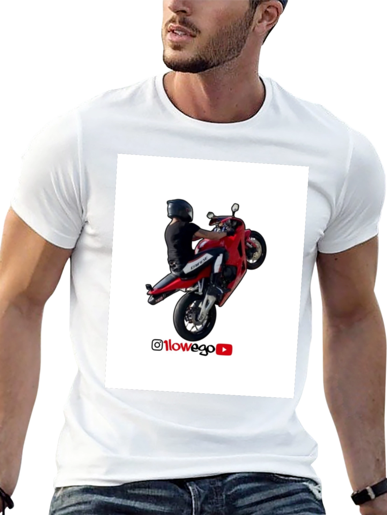 Motorcycle Rider T-Shirt - Wheelie Design