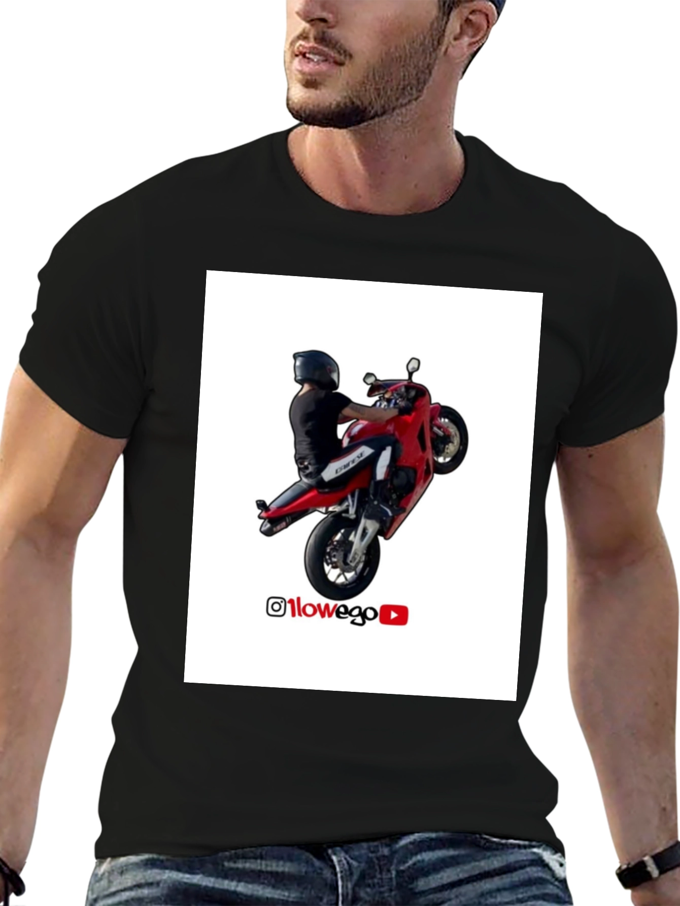 Motorcycle Rider T-Shirt - Wheelie Design
