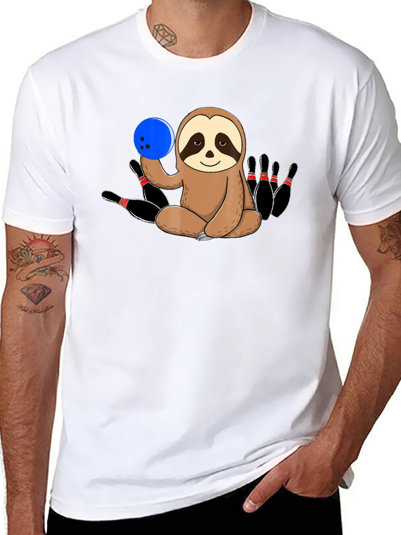 Sloth Bowling T-Shirt Funny Bowling Pin Tee