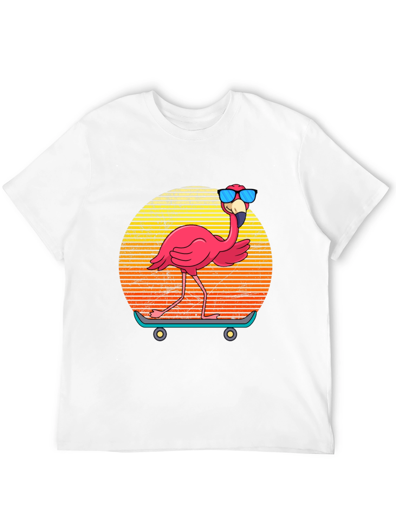 Skateboarding Flamingo Graphic Tee