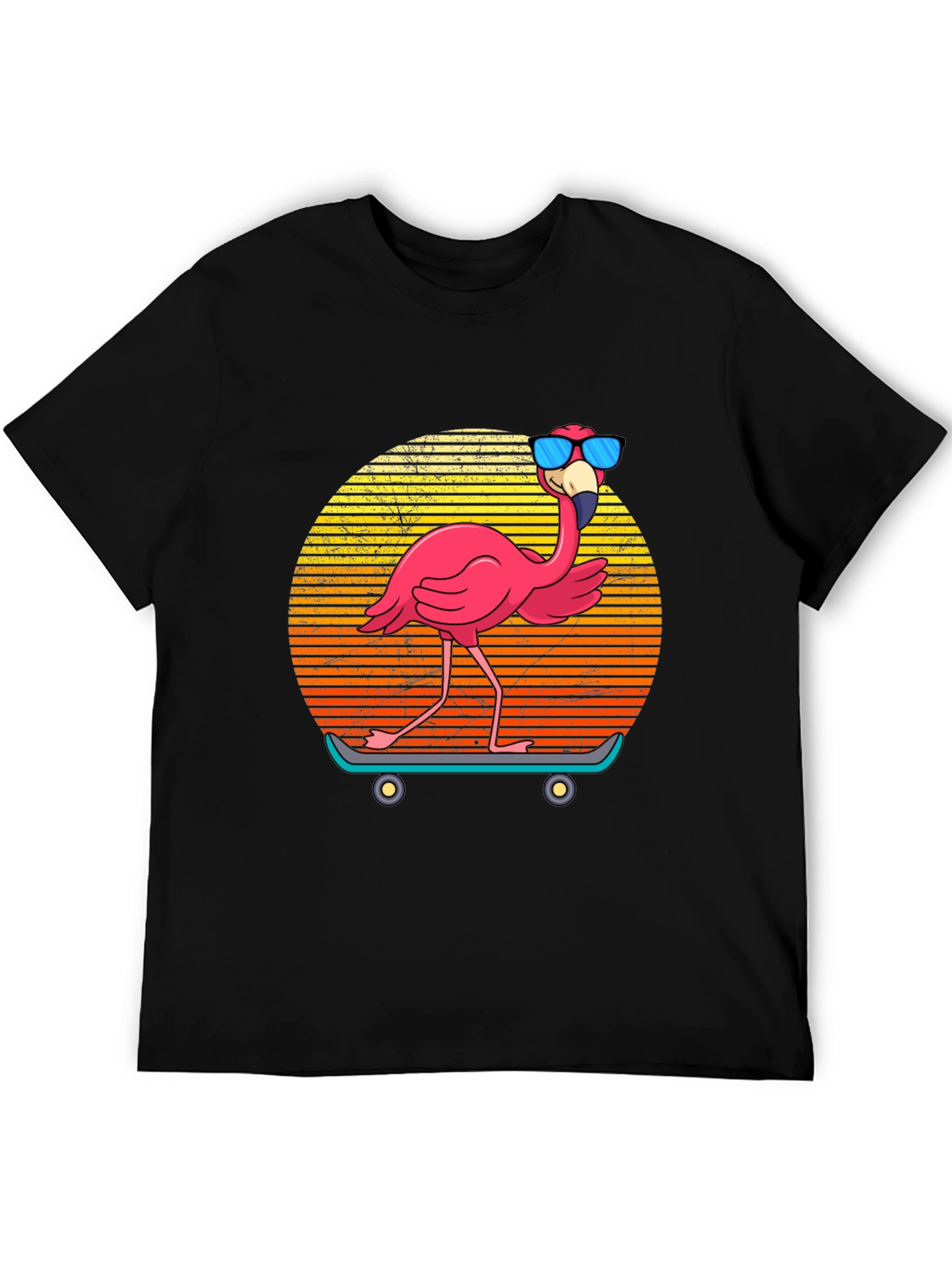 Skateboarding Flamingo Graphic Tee