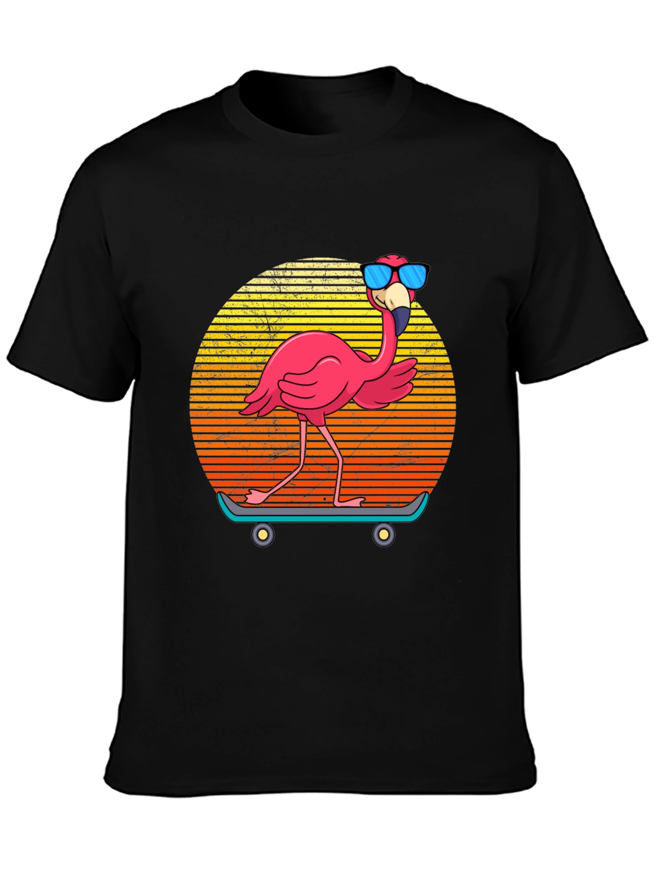 Skateboarding Flamingo Graphic Tee