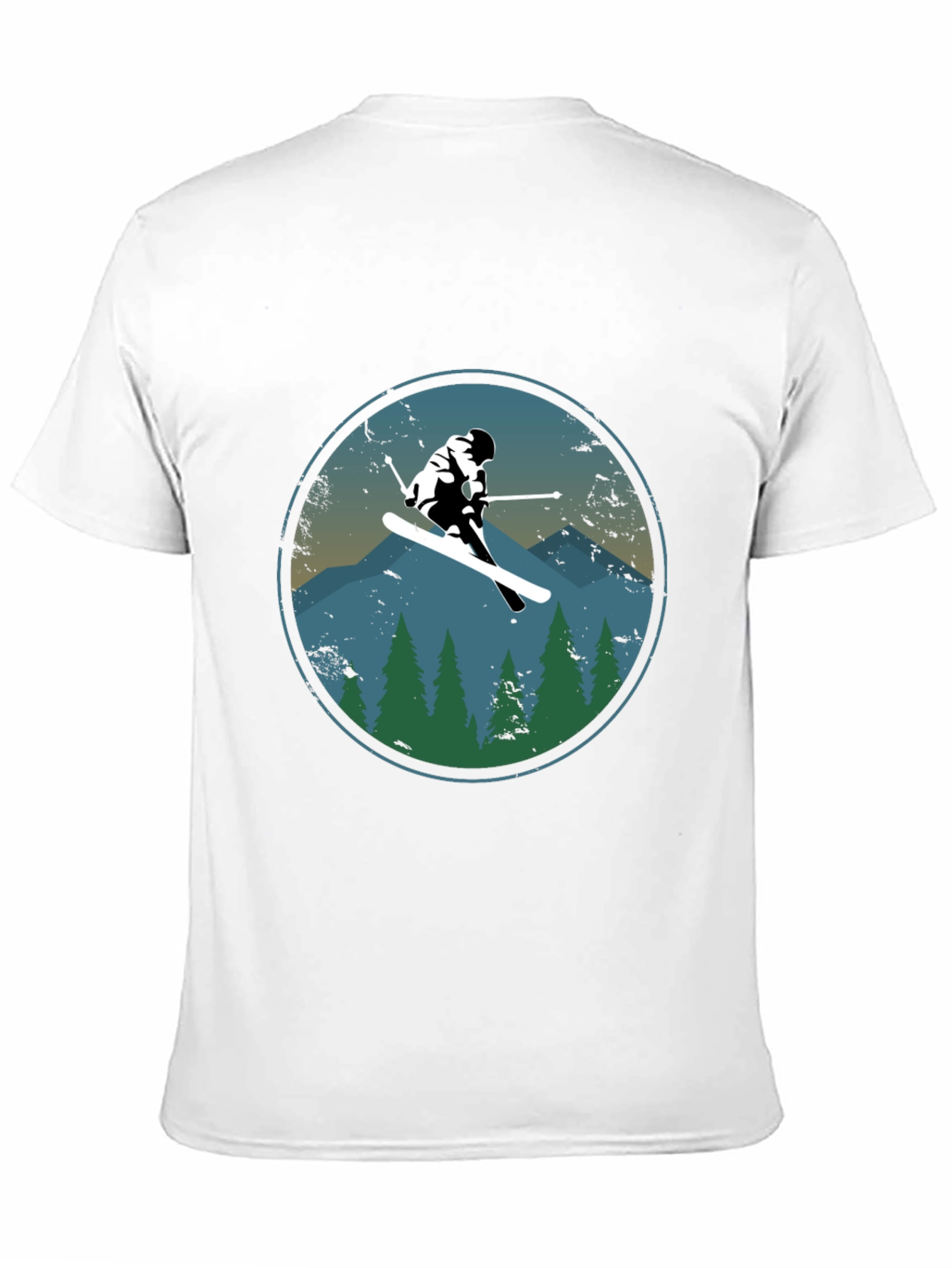 Skier T-Shirt - Mountain Scene Graphic Tee