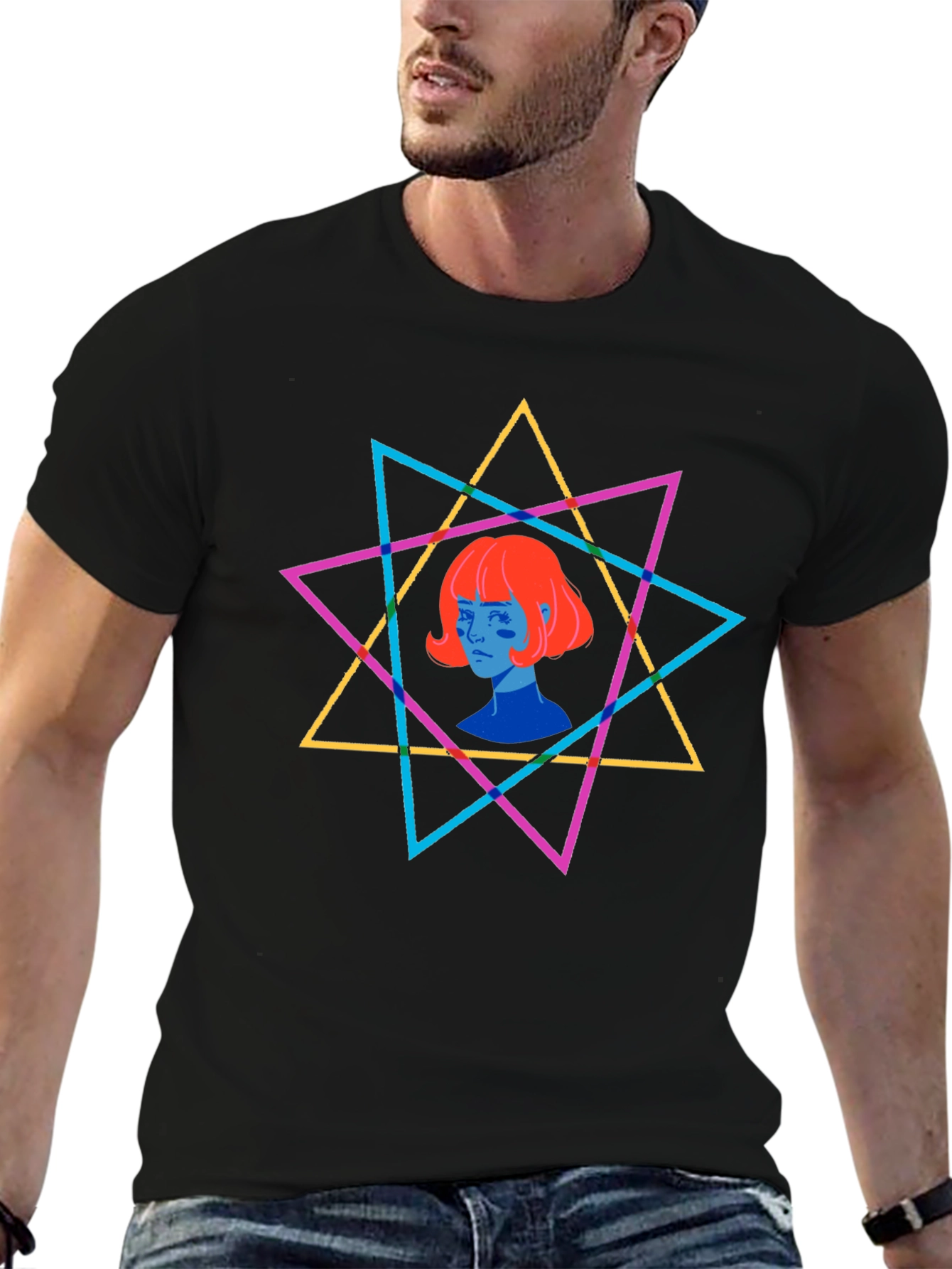 Geometric Star Graphic T-Shirt - Unisex
