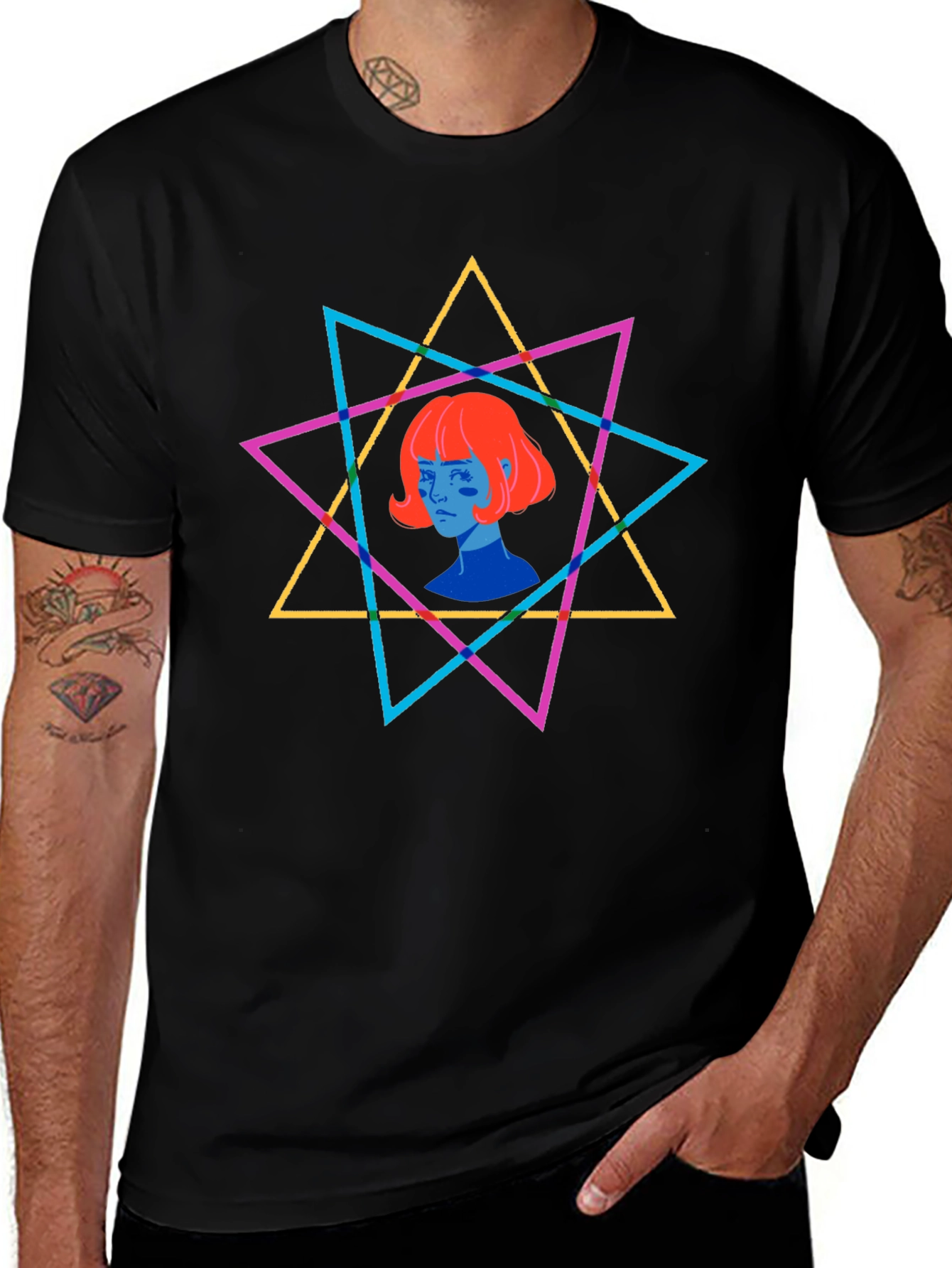 Geometric Star Graphic T-Shirt - Unisex