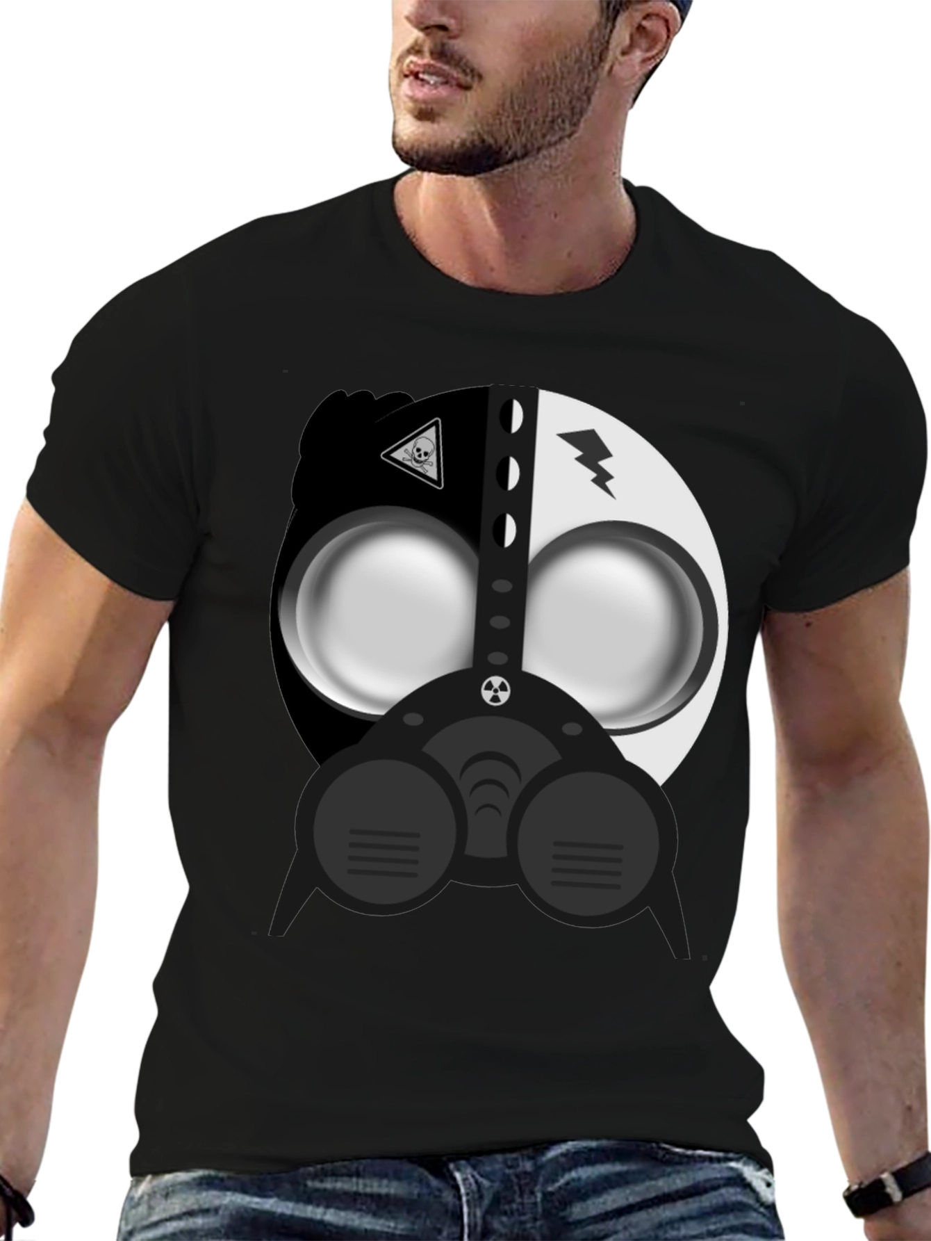 Unique Gas Mask Graphic T-Shirt - Biohazard Style