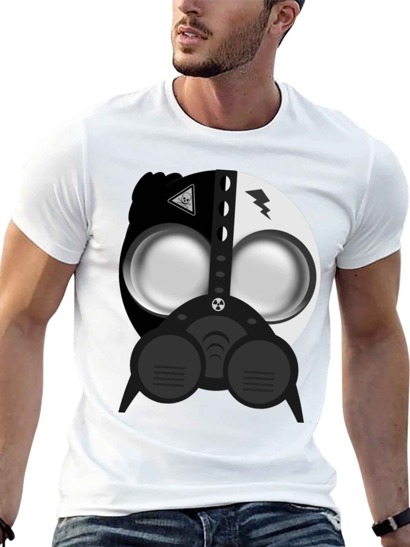 Unique Gas Mask Graphic T-Shirt - Biohazard Style
