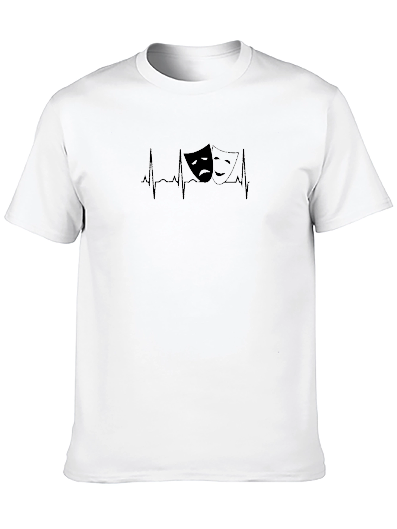 Drama Masks Heartbeat Graphic Tee - Black