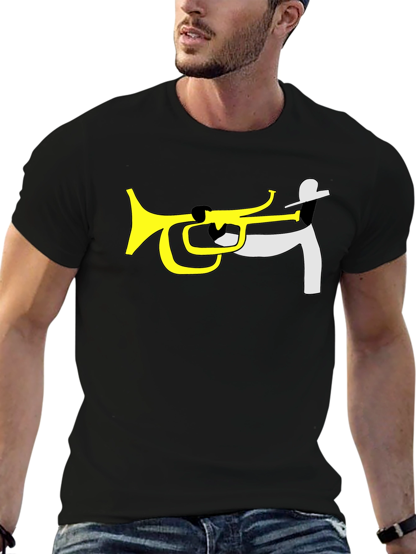 Jazz Trumpet T-Shirt - Black Cotton Graphic Tee