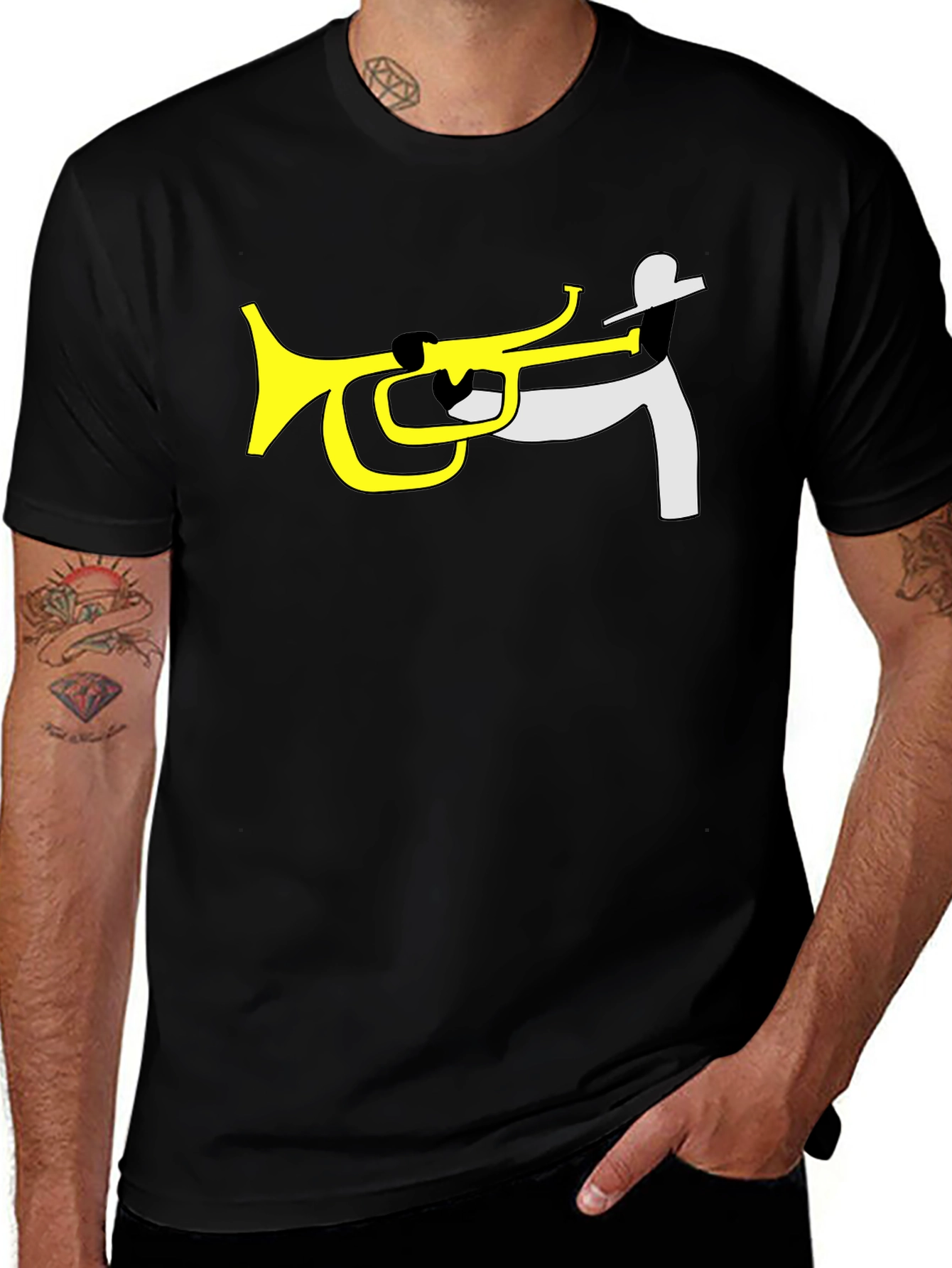 Jazz Trumpet T-Shirt - Black Cotton Graphic Tee