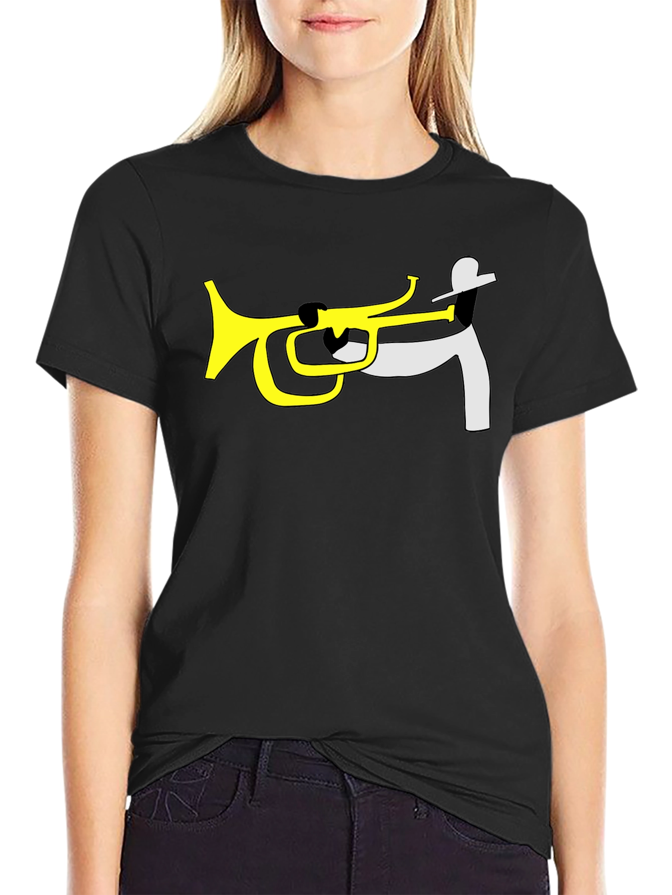 Jazz Trumpet T-Shirt - Black Cotton Graphic Tee