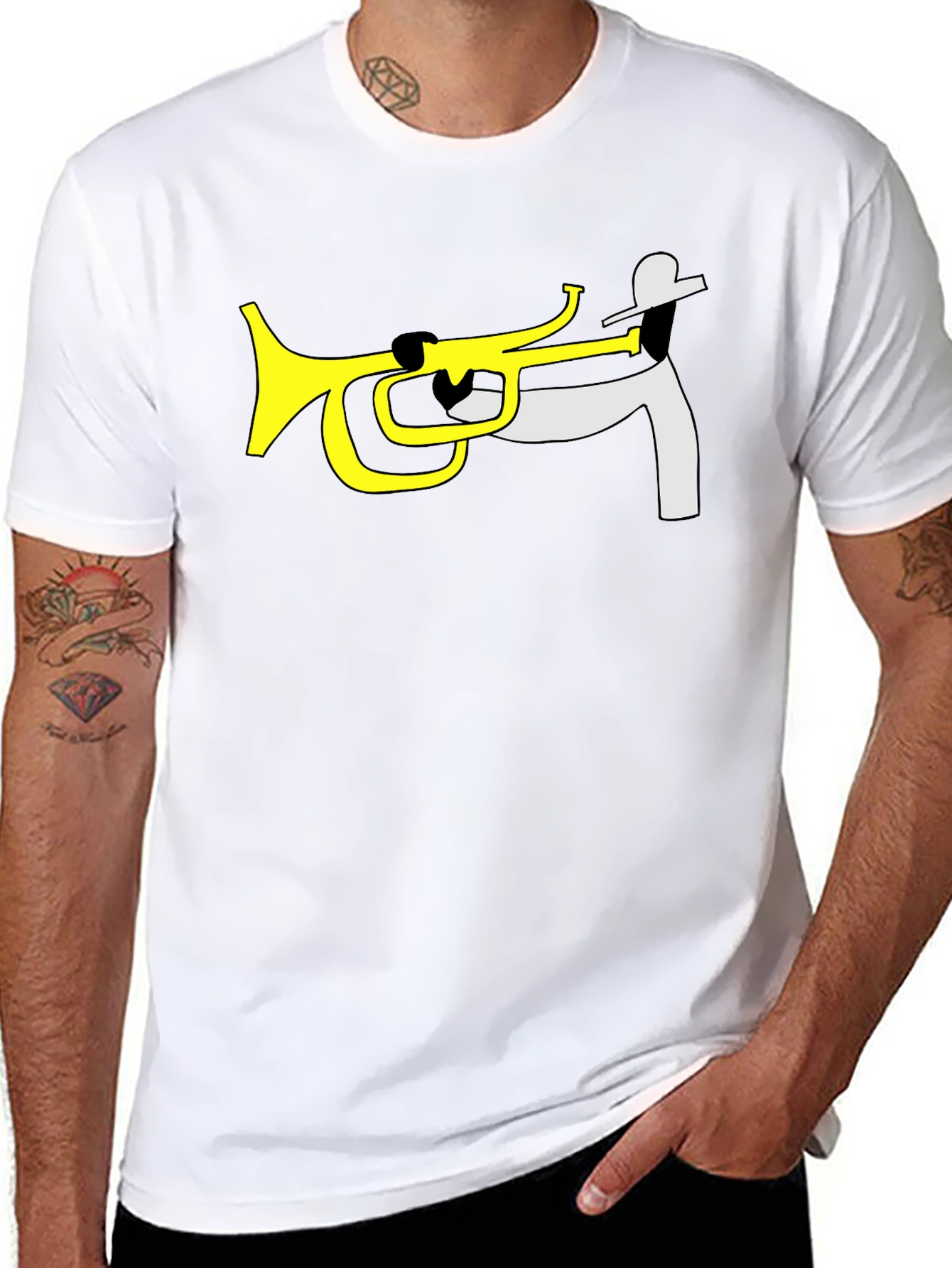 Jazz Trumpet T-Shirt - Black Cotton Graphic Tee