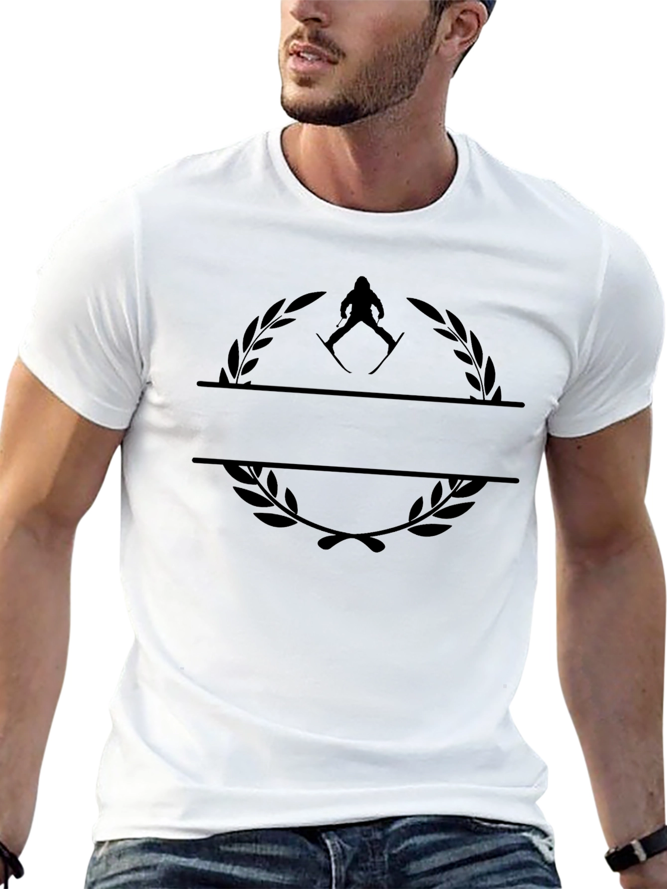 Skiing Monogram Black T-Shirt