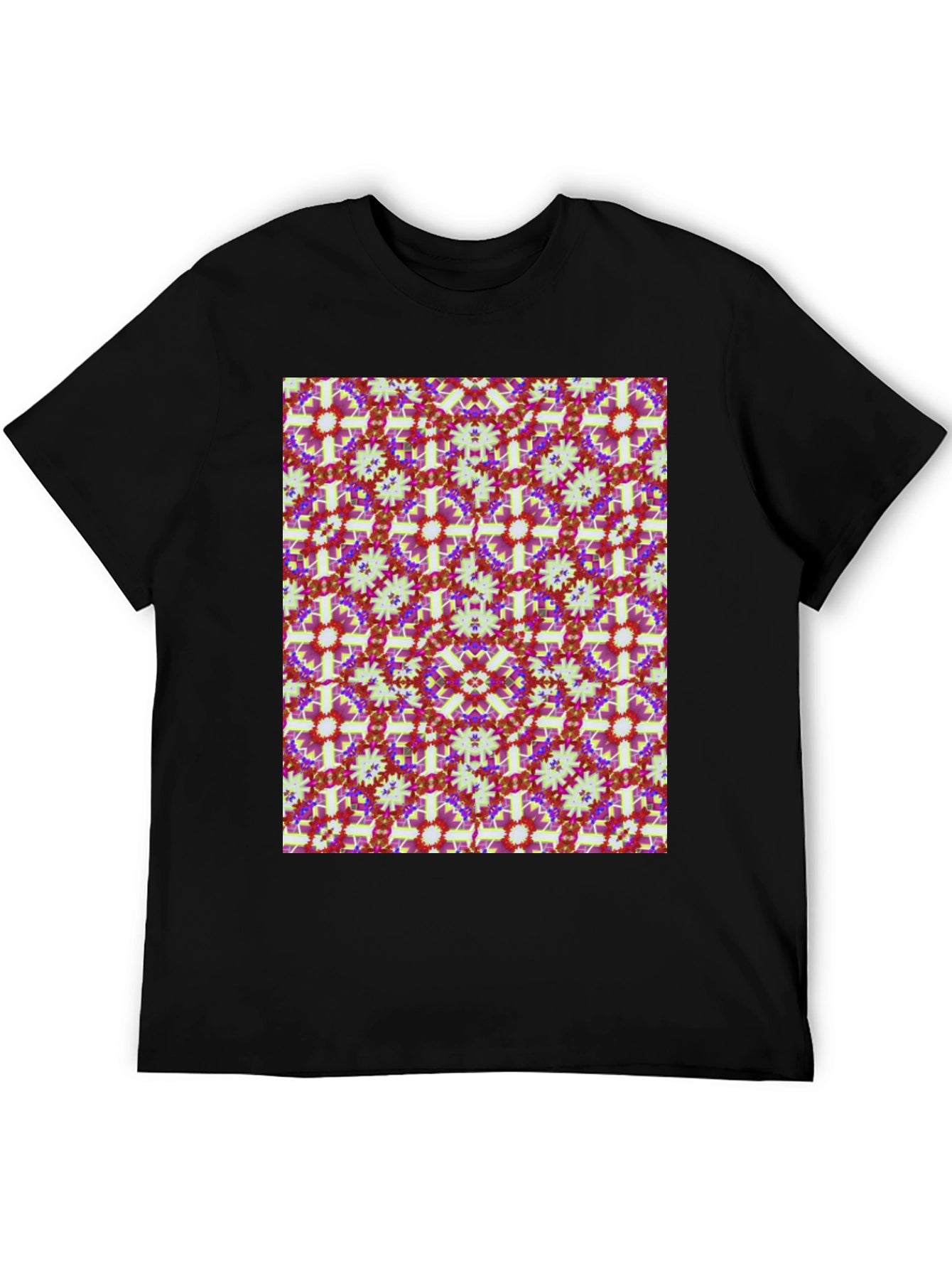 Patterned Mens Black T-Shirt
