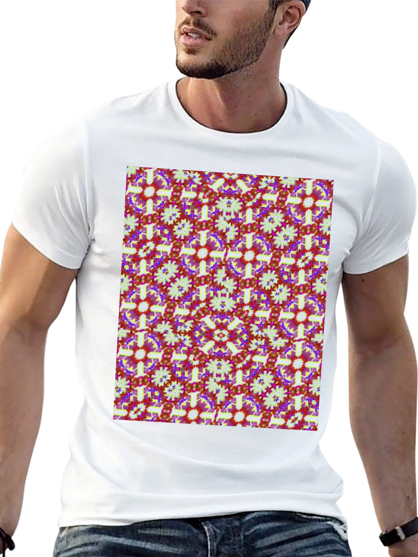 Patterned Mens Black T-Shirt