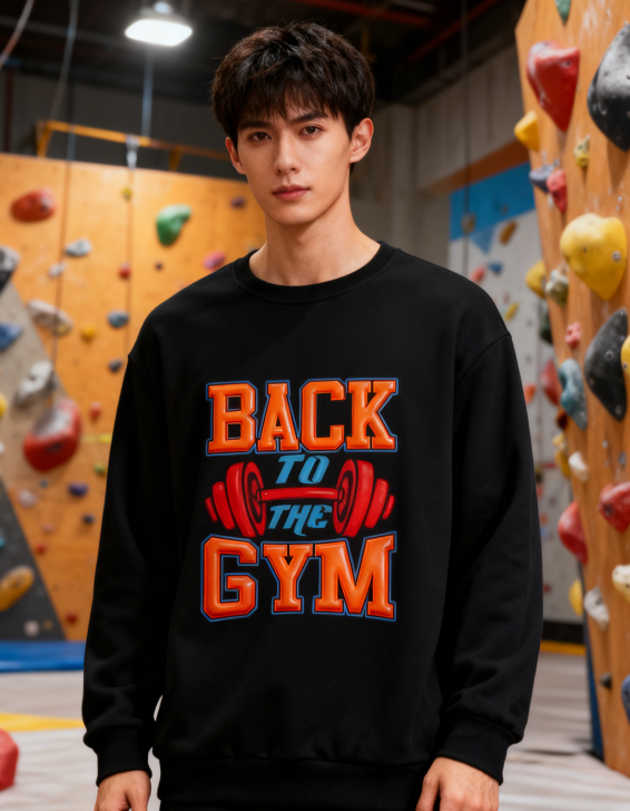 Bold Gym-Inspired Dumbbell Print Sweatshirt