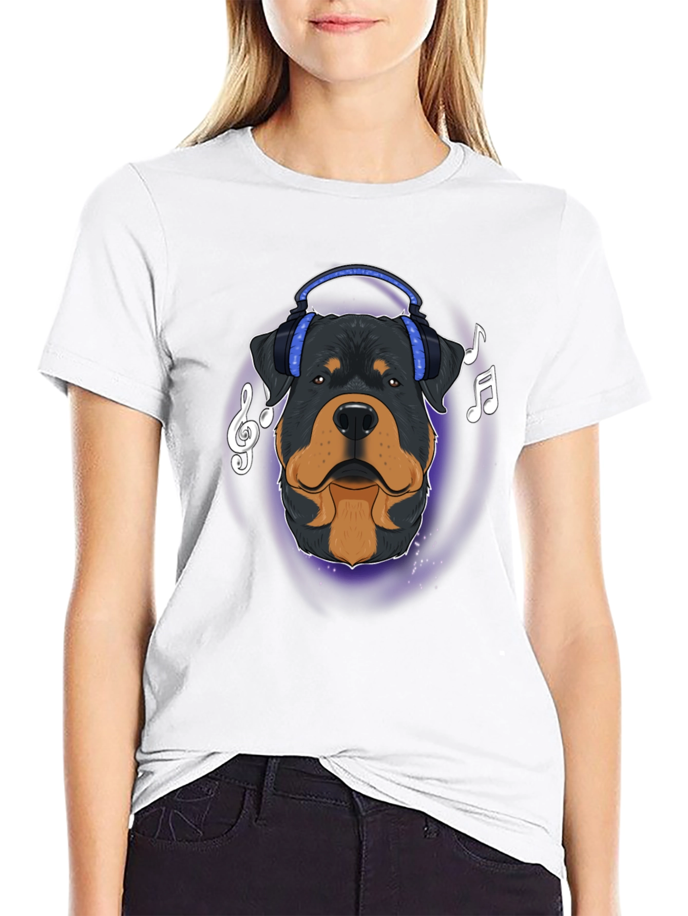 Dog with Headphones Graphic T-Shirt