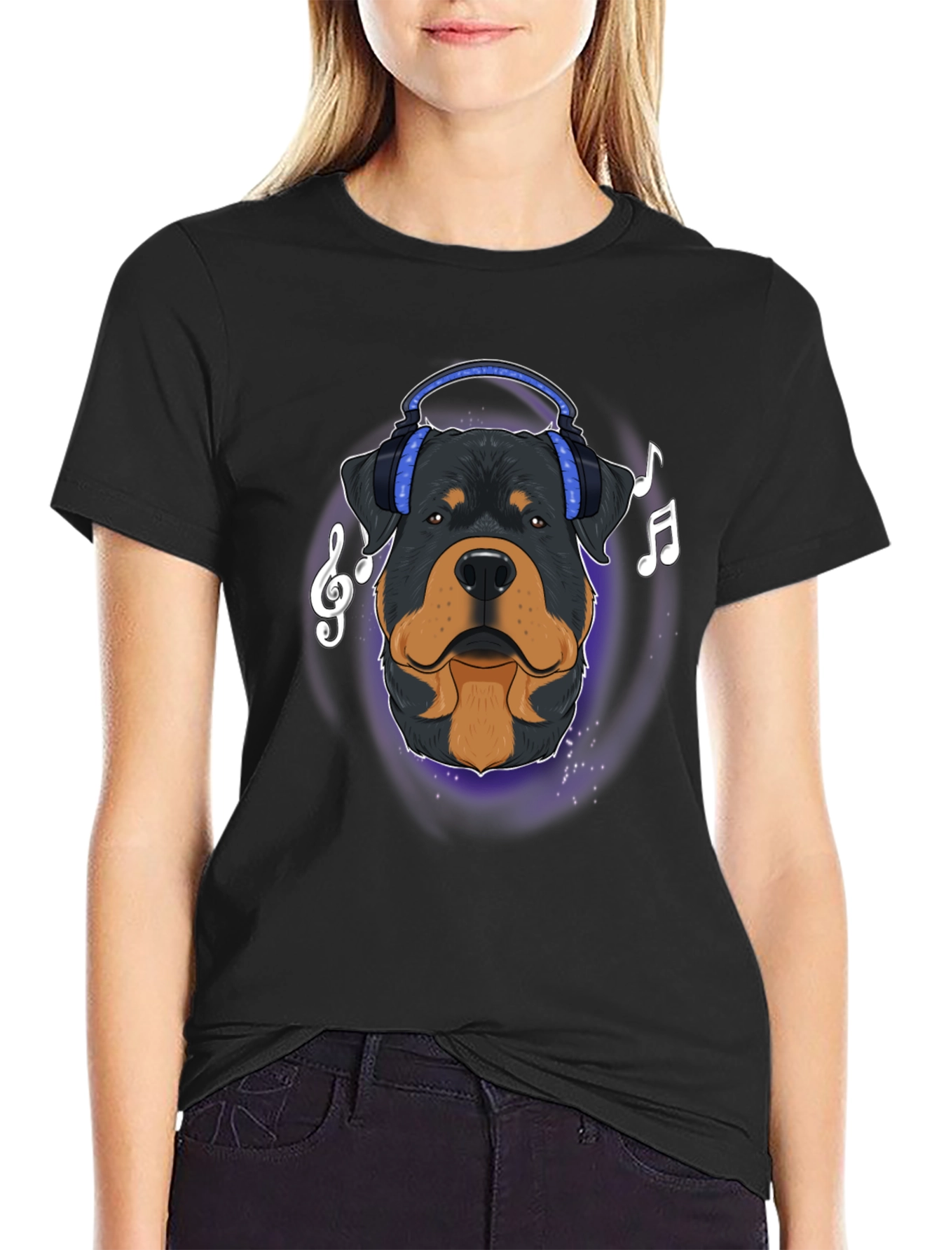 Dog with Headphones Graphic T-Shirt