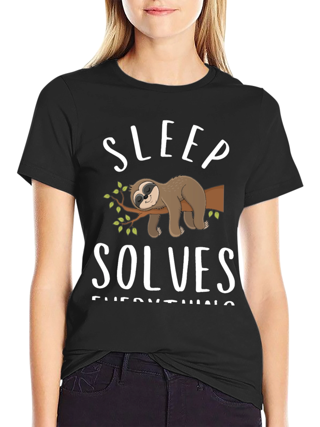 Sleep Solves Everything Sloth Graphic Tee