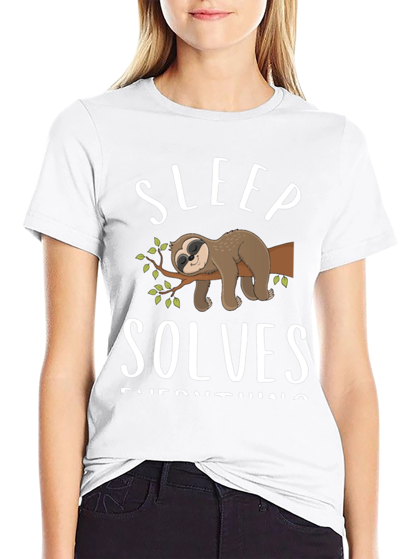 Sleep Solves Everything Sloth Graphic Tee