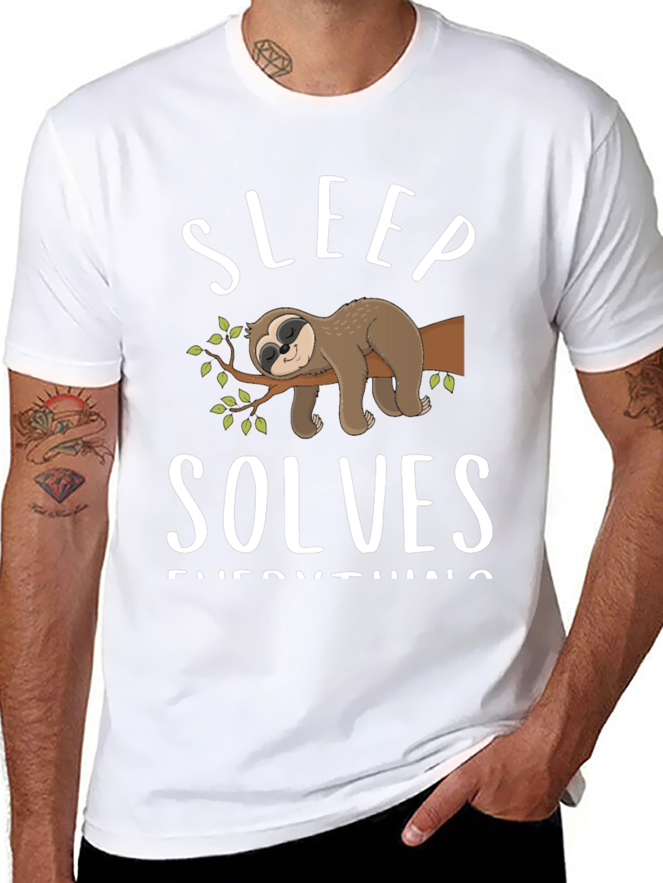 Sleep Solves Everything Sloth Graphic Tee