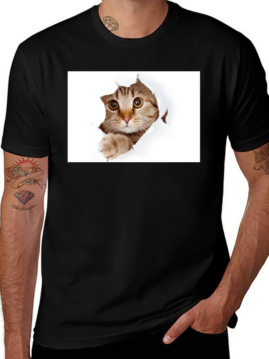 Cat Peekaboo Black T-Shirt - Unique Graphic Tee