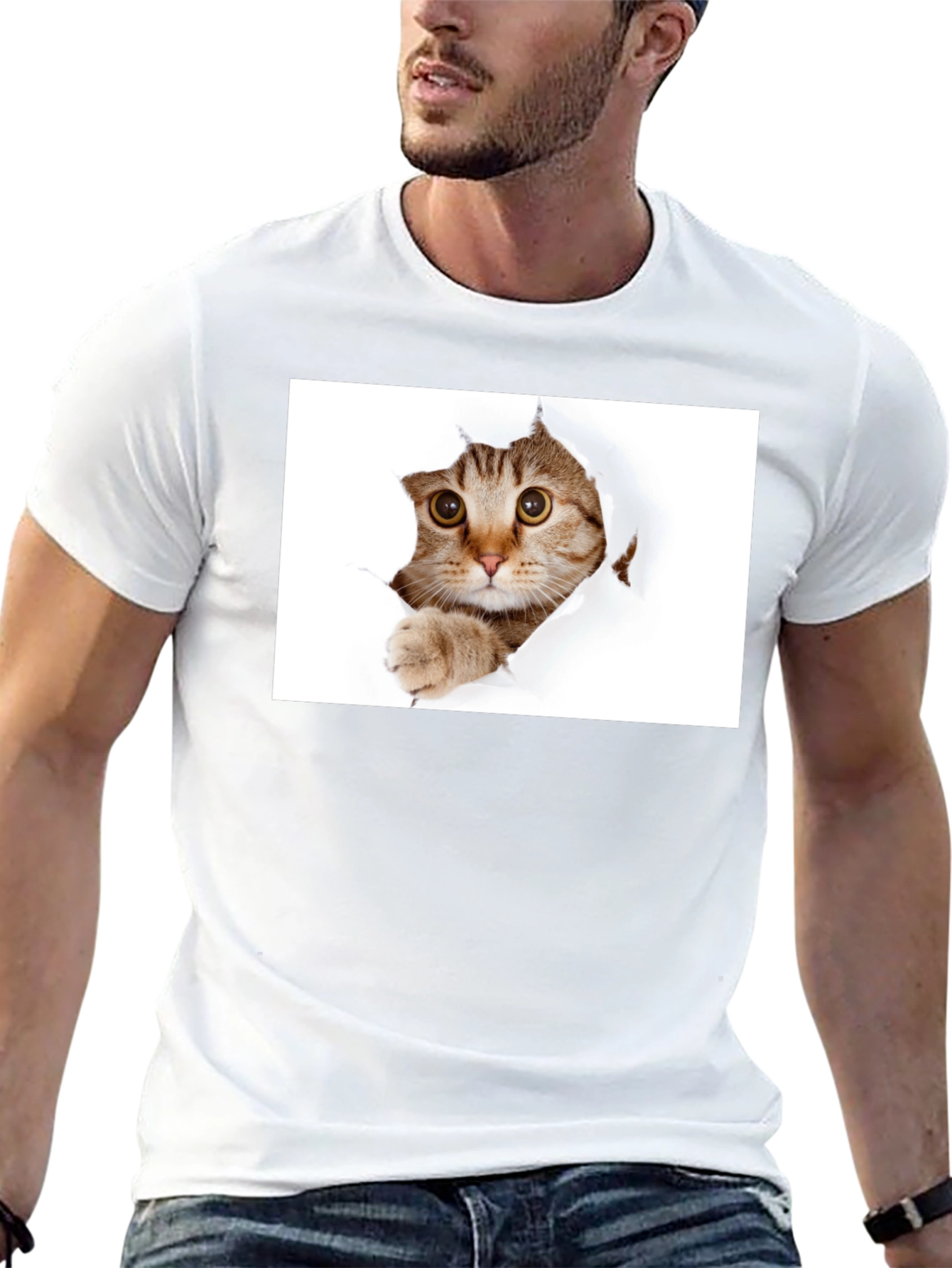 Cat Peekaboo Black T-Shirt - Unique Graphic Tee