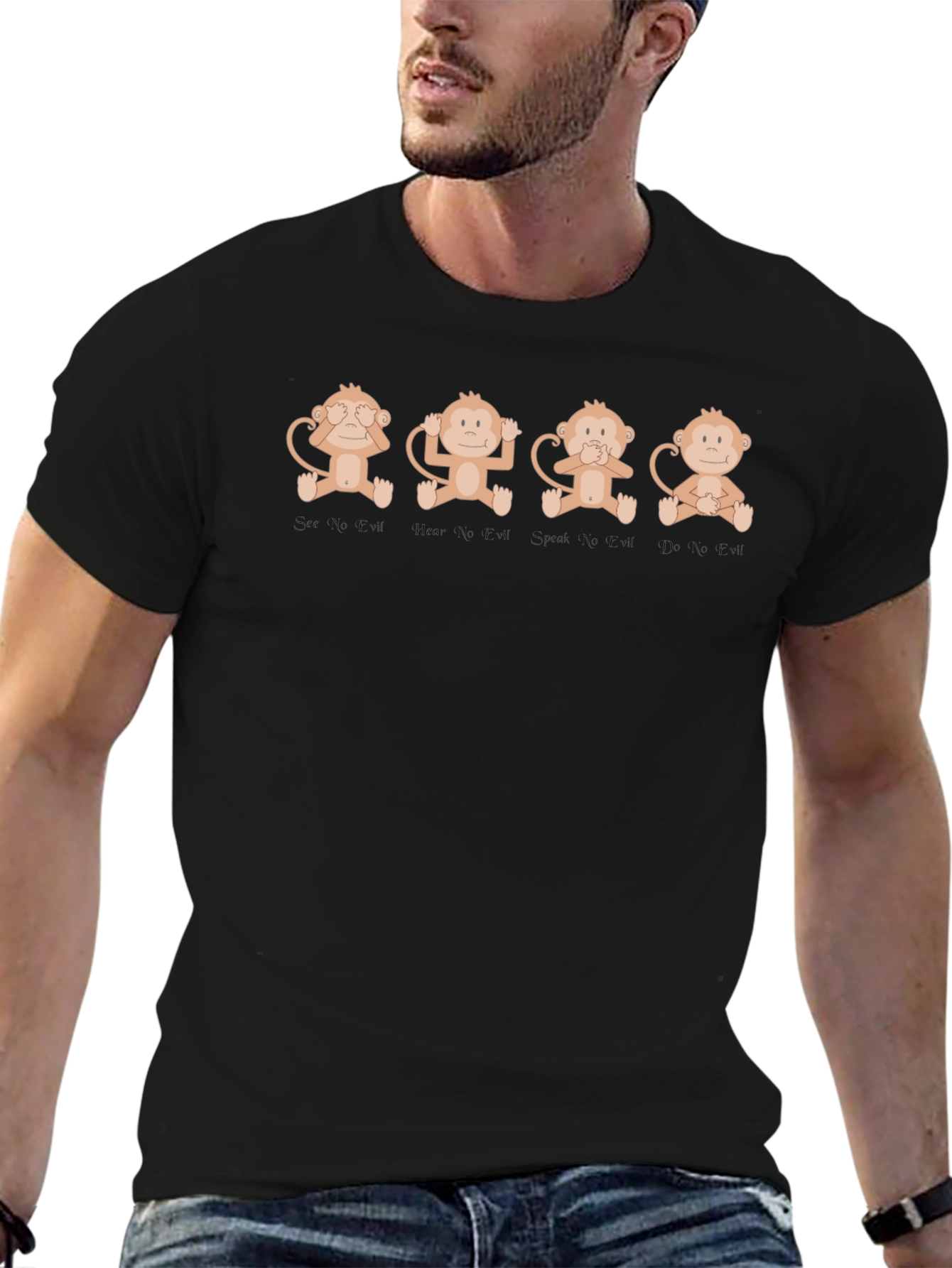 Hear See Speak No Evil Monkey Graphic T-Shirt