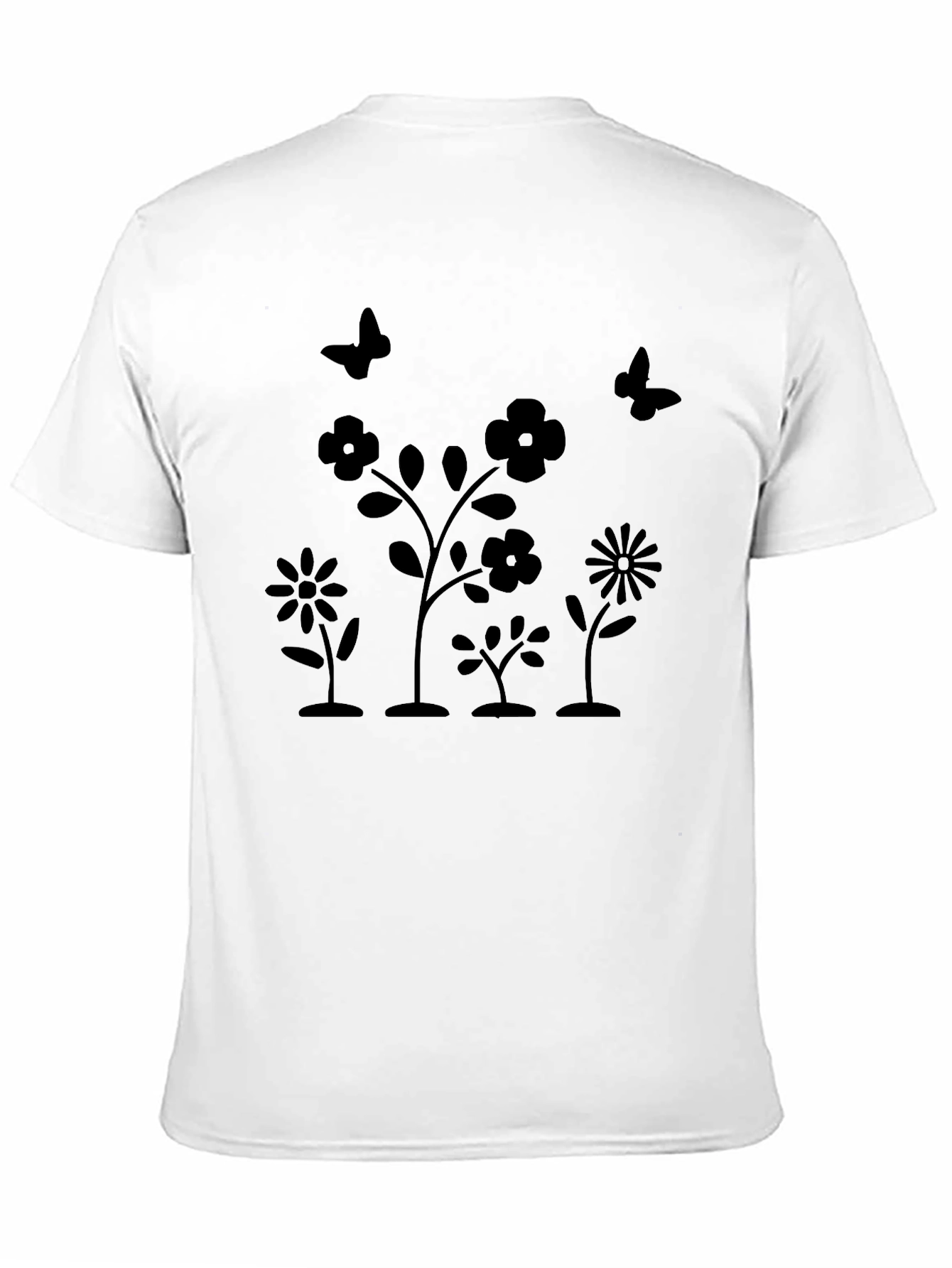Floral Butterfly Graphic Black T-Shirt