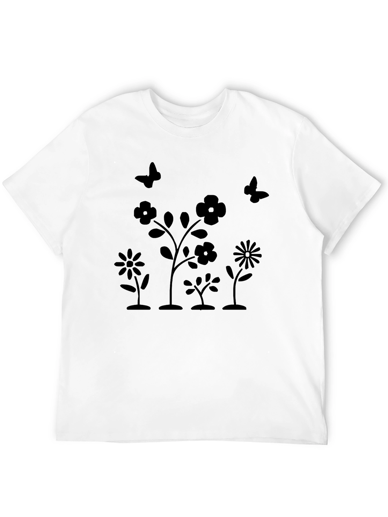 Floral Butterfly Graphic Black T-Shirt