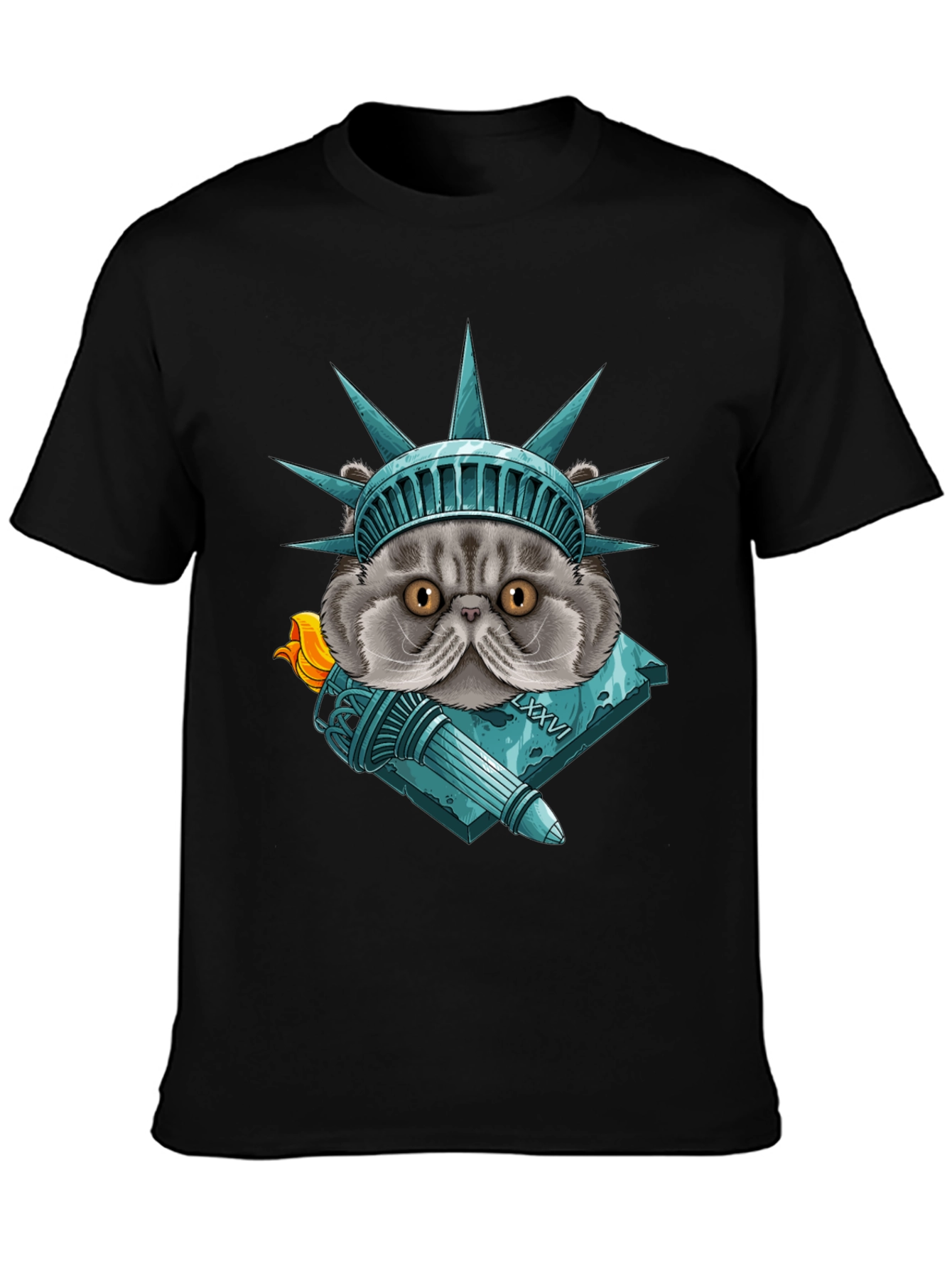 Statue of Liberty Cat Graphic T-Shirt