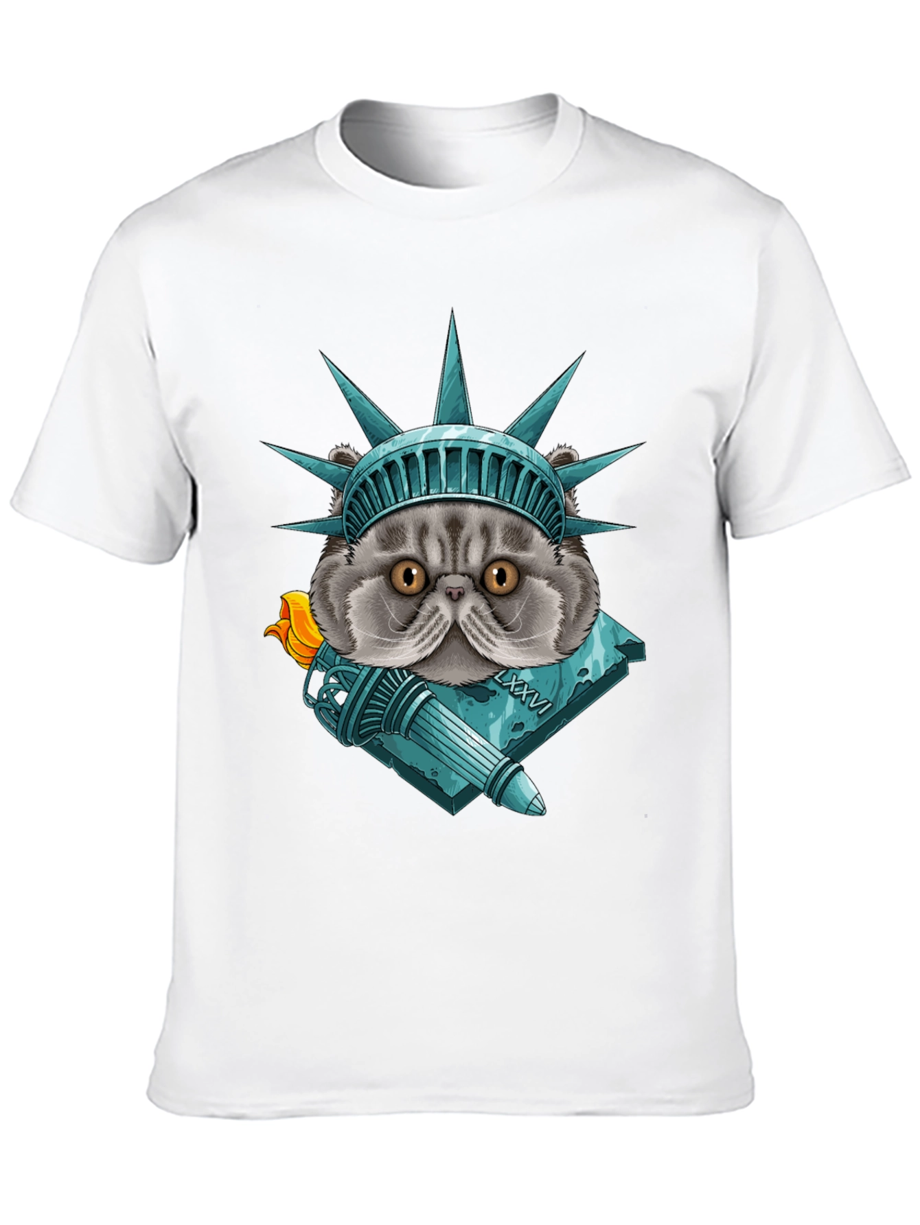 Statue of Liberty Cat Graphic T-Shirt