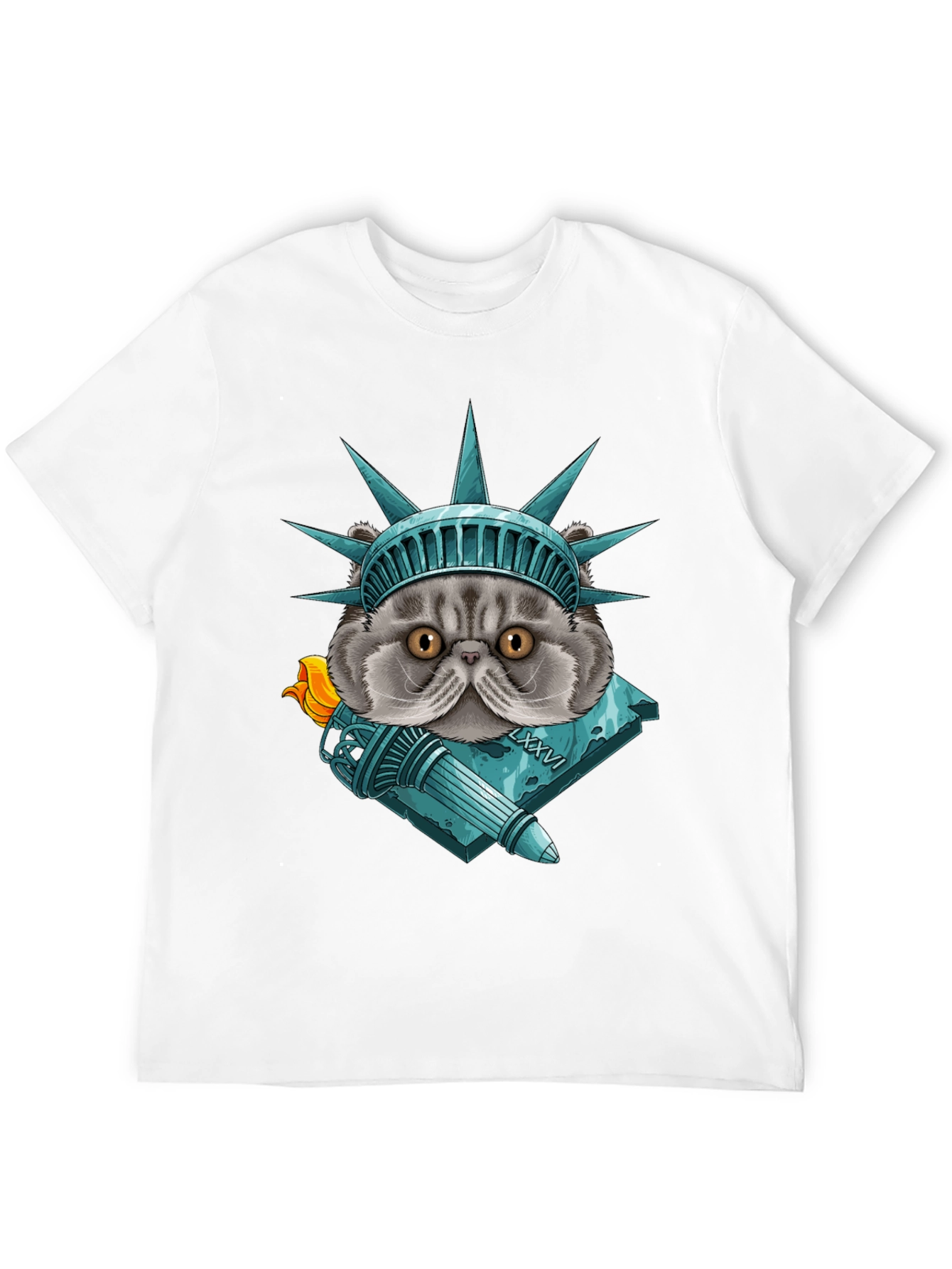 Statue of Liberty Cat Graphic T-Shirt