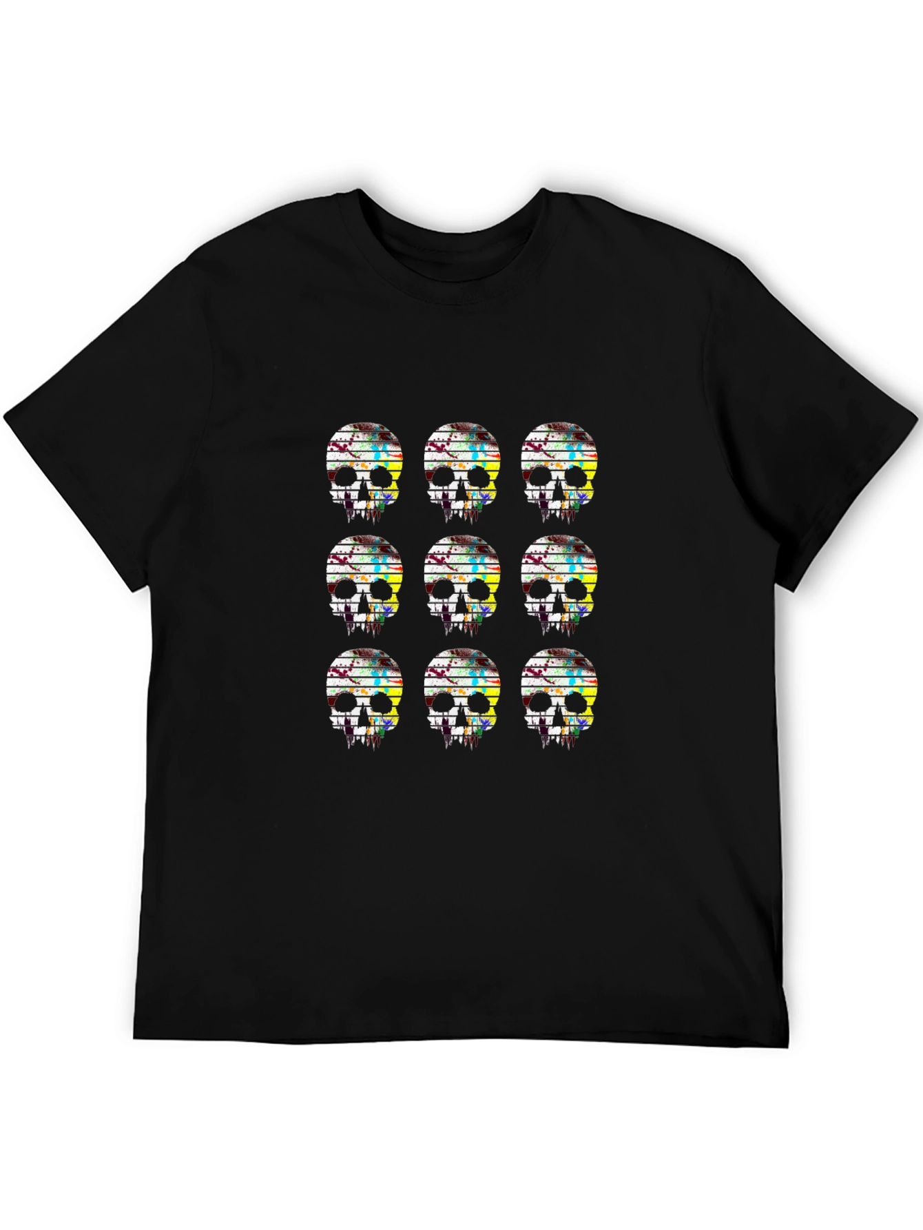 Skull Grid Graphic Black T-Shirt