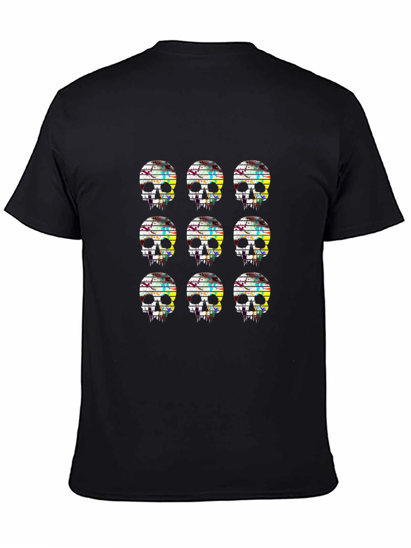 Skull Grid Graphic Black T-Shirt
