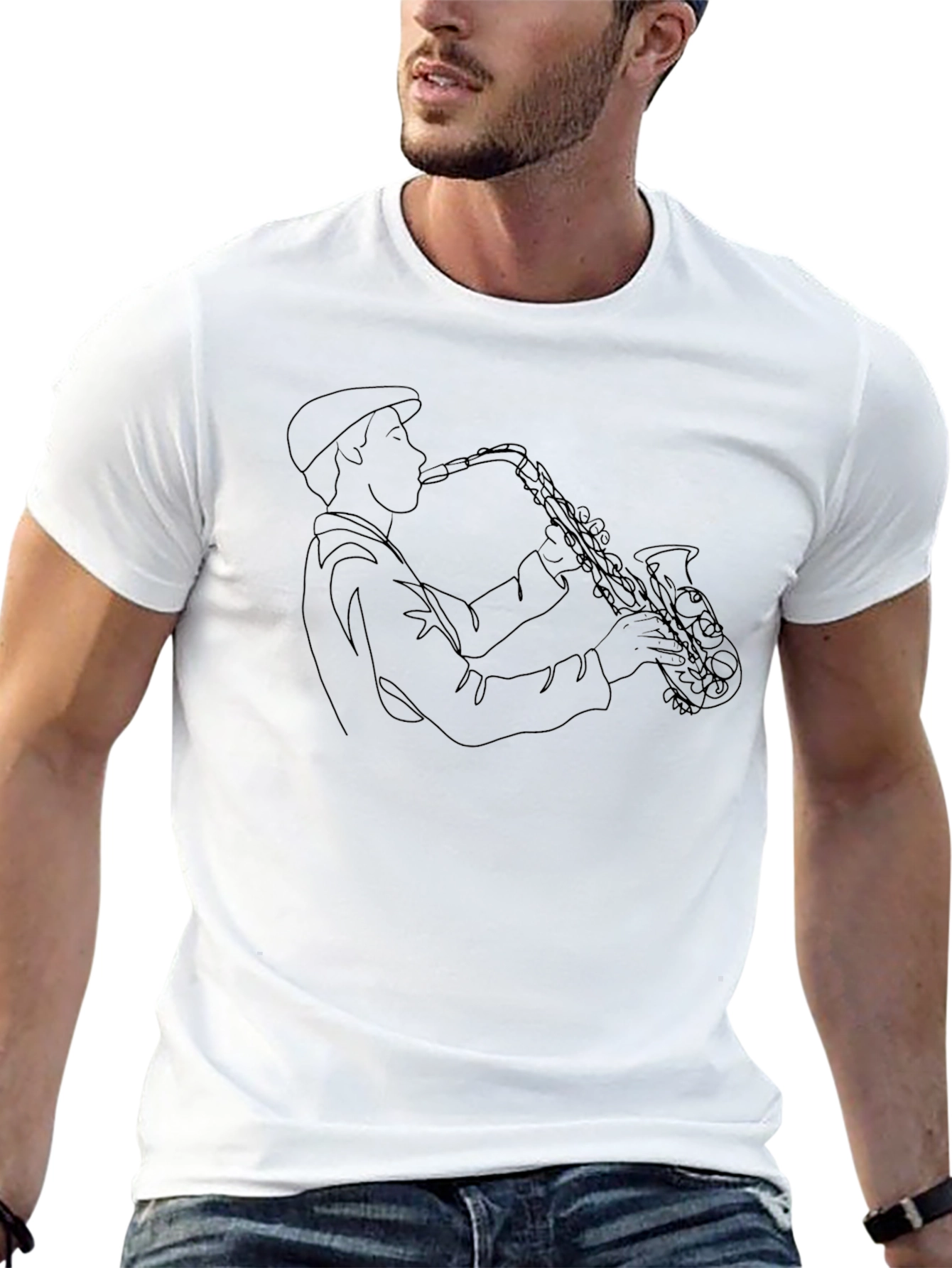 Saxophone Player Graphic Tee - Black T-Shirt