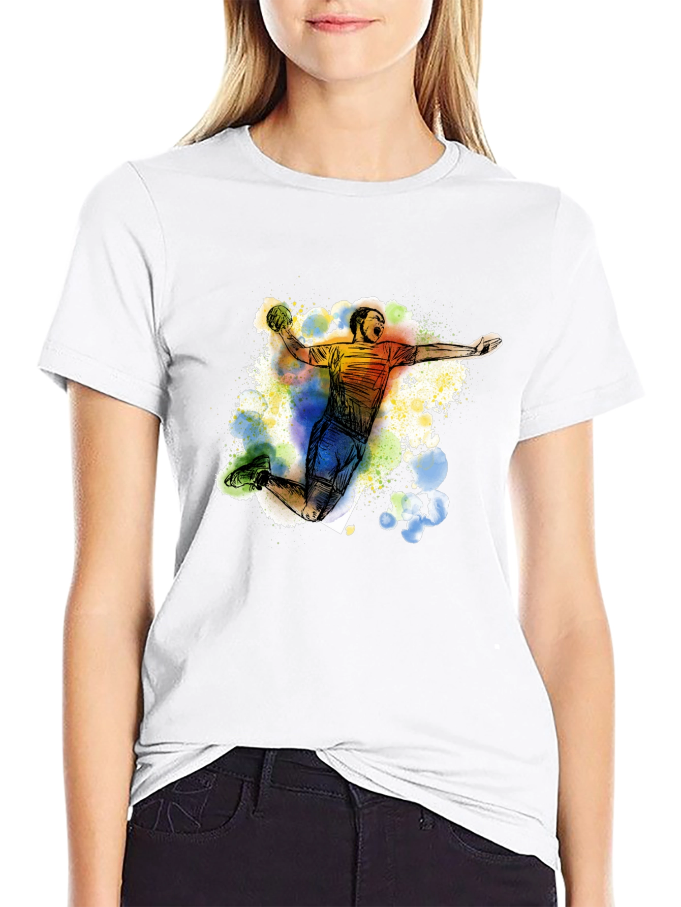 Handball Player Graphic Tee - Black