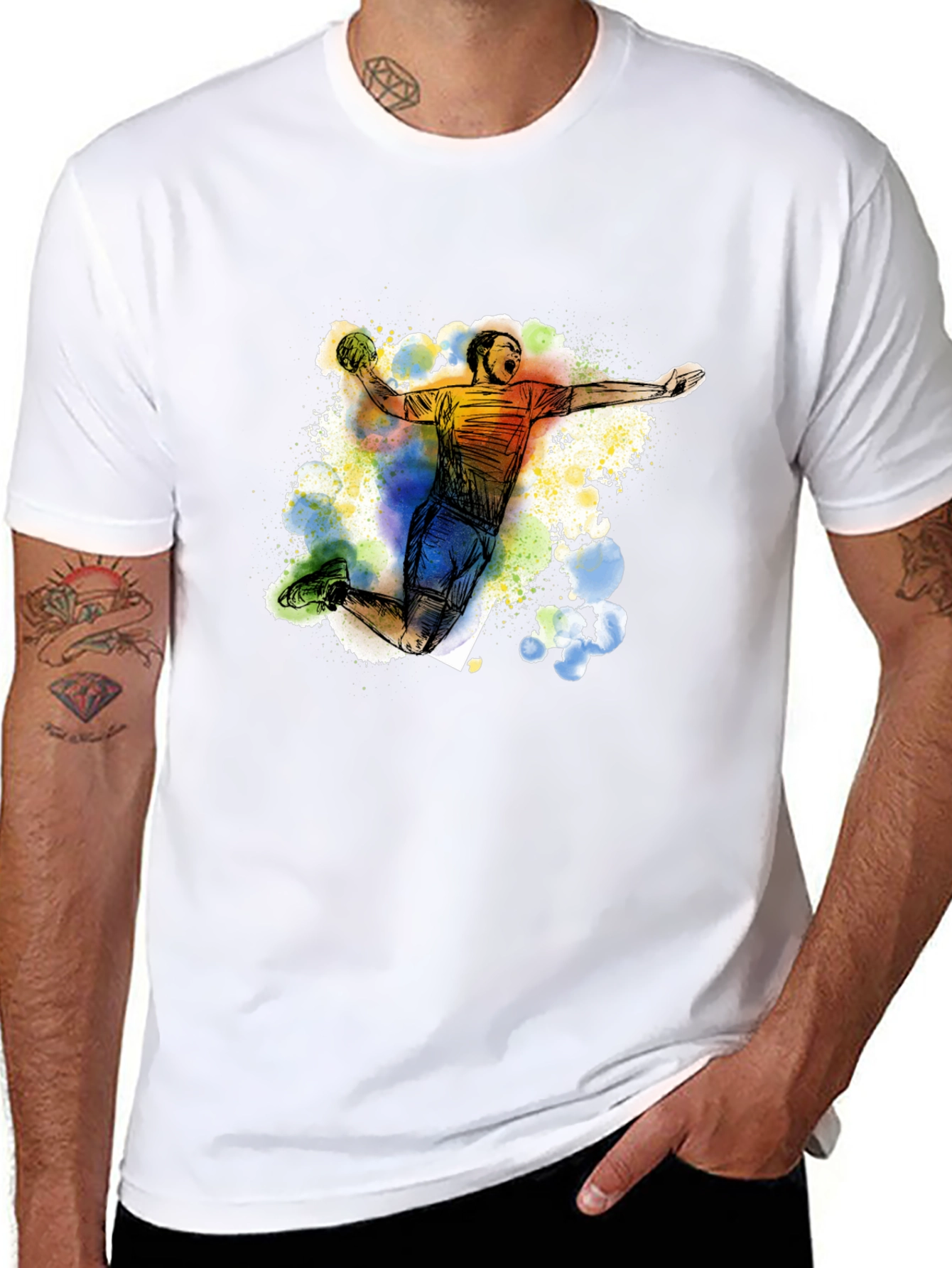 Handball Player Graphic Tee - Black