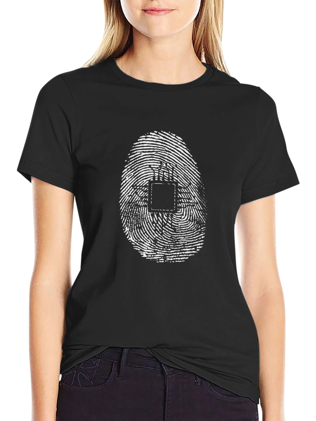 Fingerprint Circuit Black T-Shirt