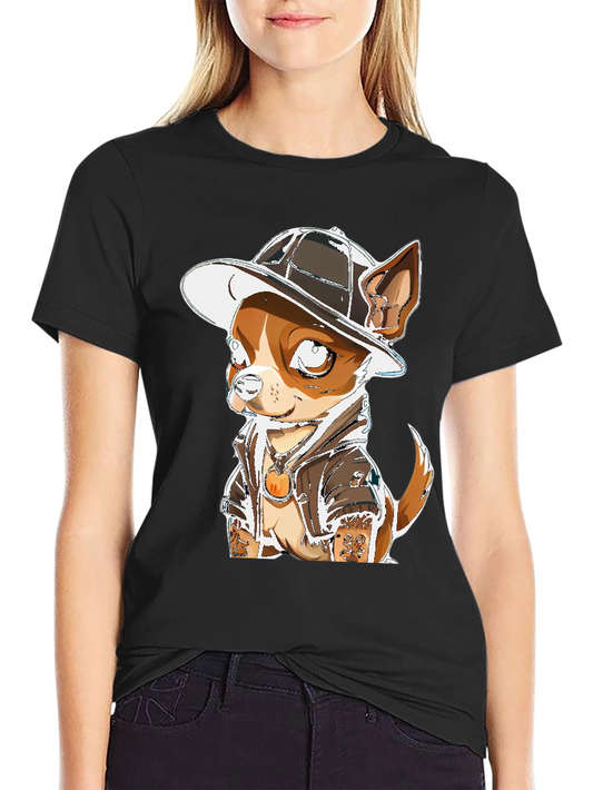 Dog with Hat Graphic Tee - Cool Canine Fashion