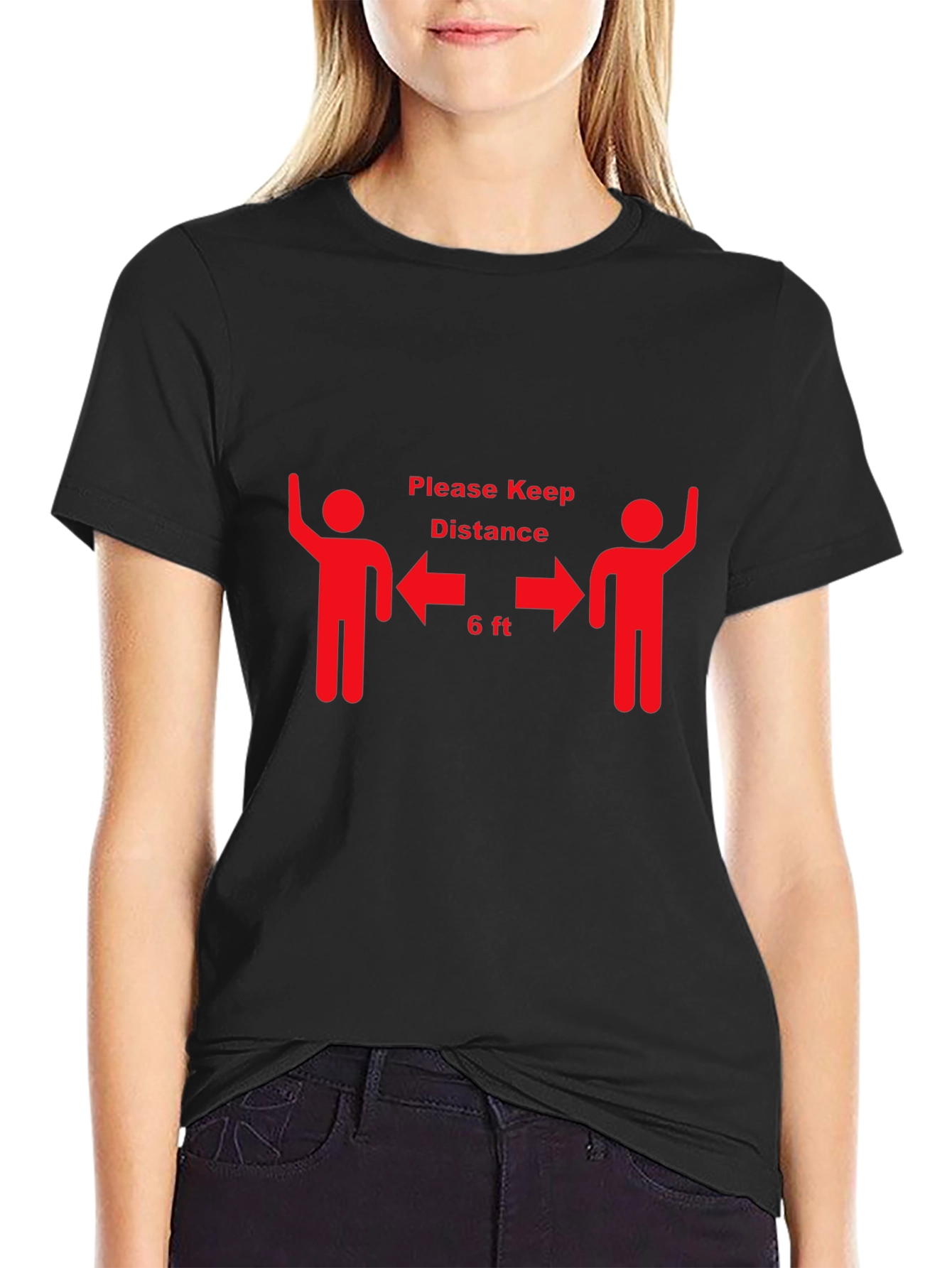 Keep Distance Black Graphic Tee