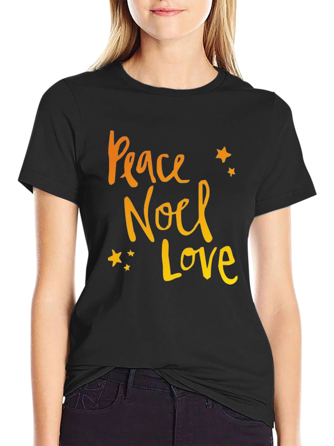 Peace Noel Love Black Graphic Tee